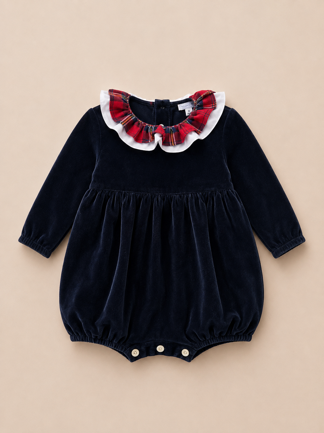 Romper - Cece Navy Velvet Tartan Collar - Over The Moon