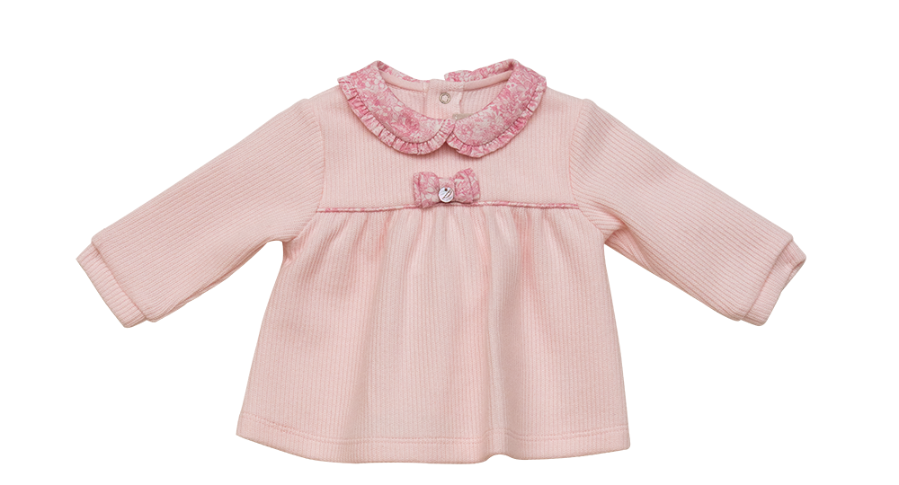 Three Piece Set - Pink Ribbed with Bow