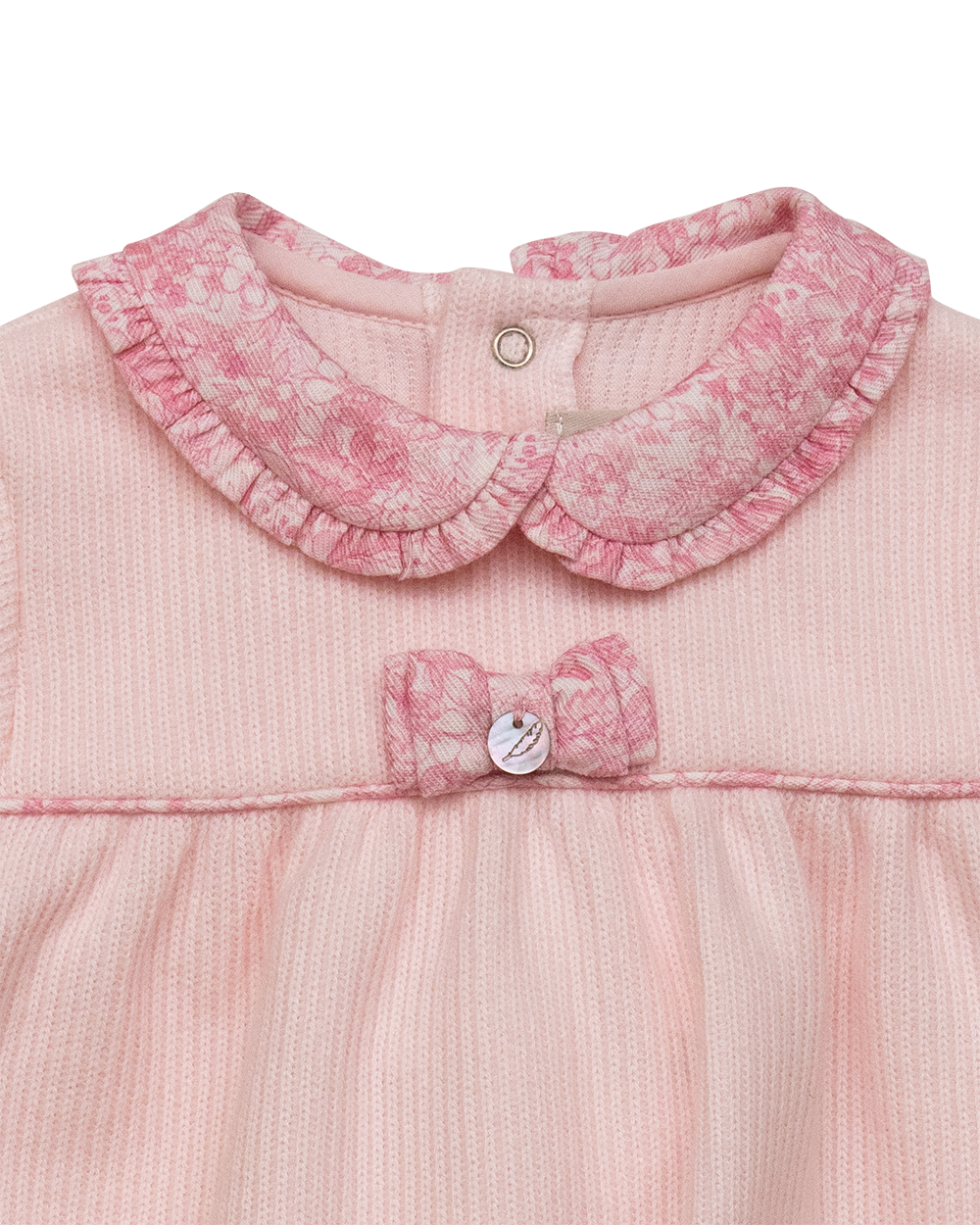 Three Piece Set - Pink Ribbed with Bow