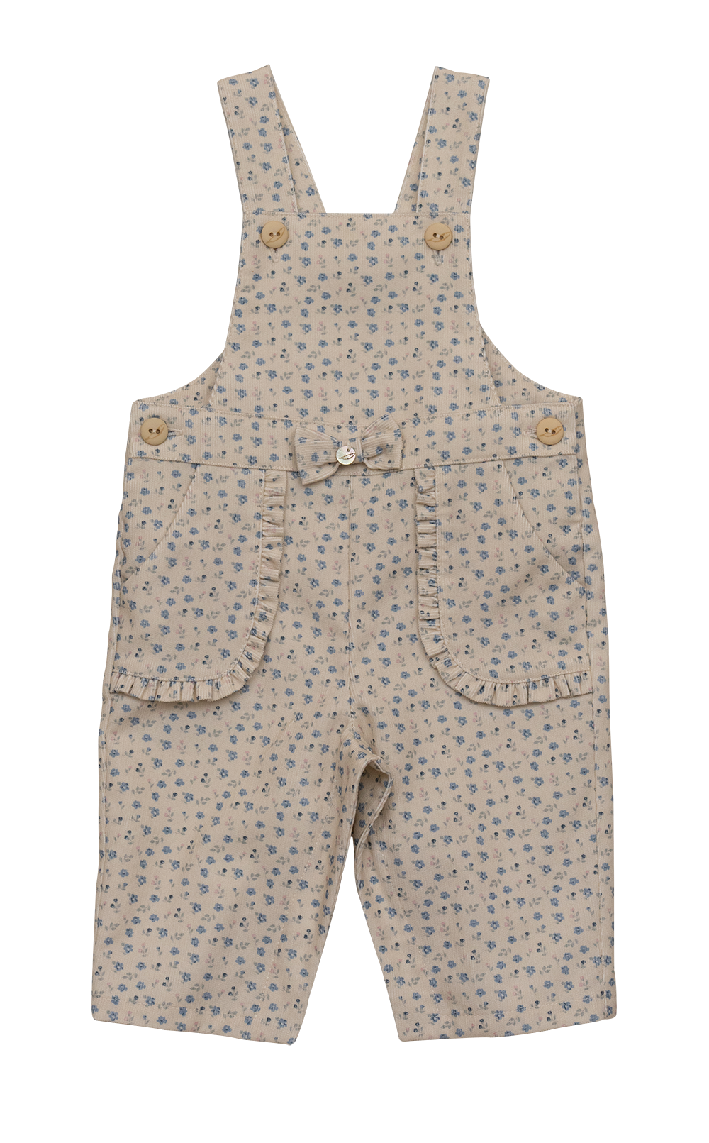 Dungarees - Blue Floral Print Corduroy
