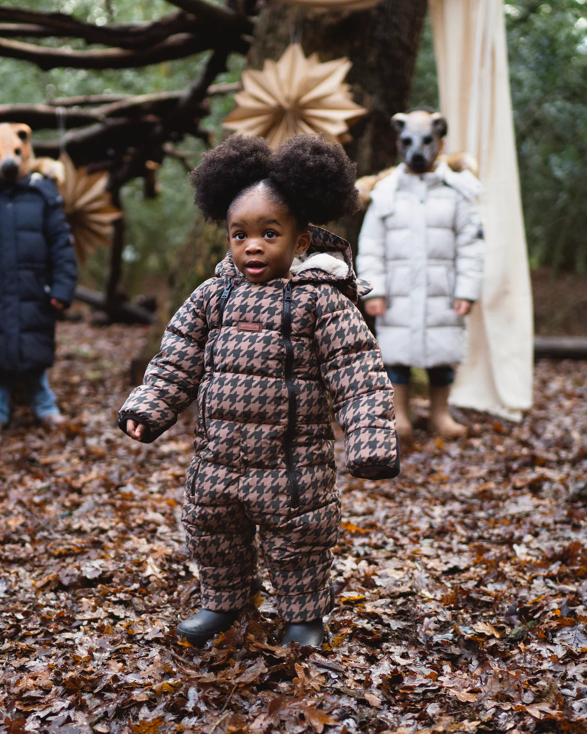 Cloud Onesie Toffee Houndstooth