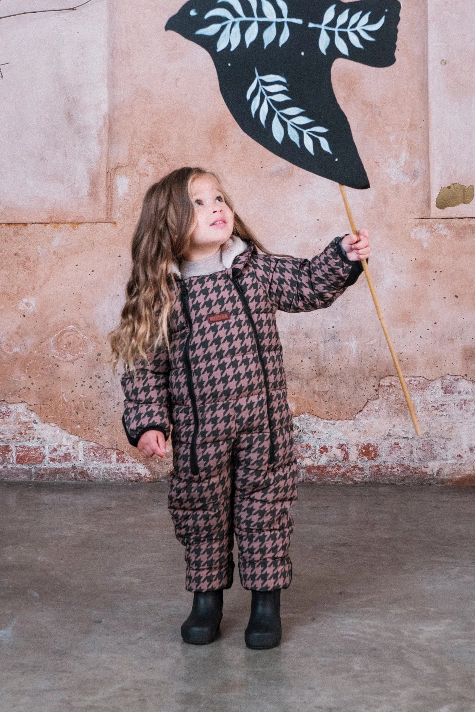 Cloud Onesie Toffee Houndstooth