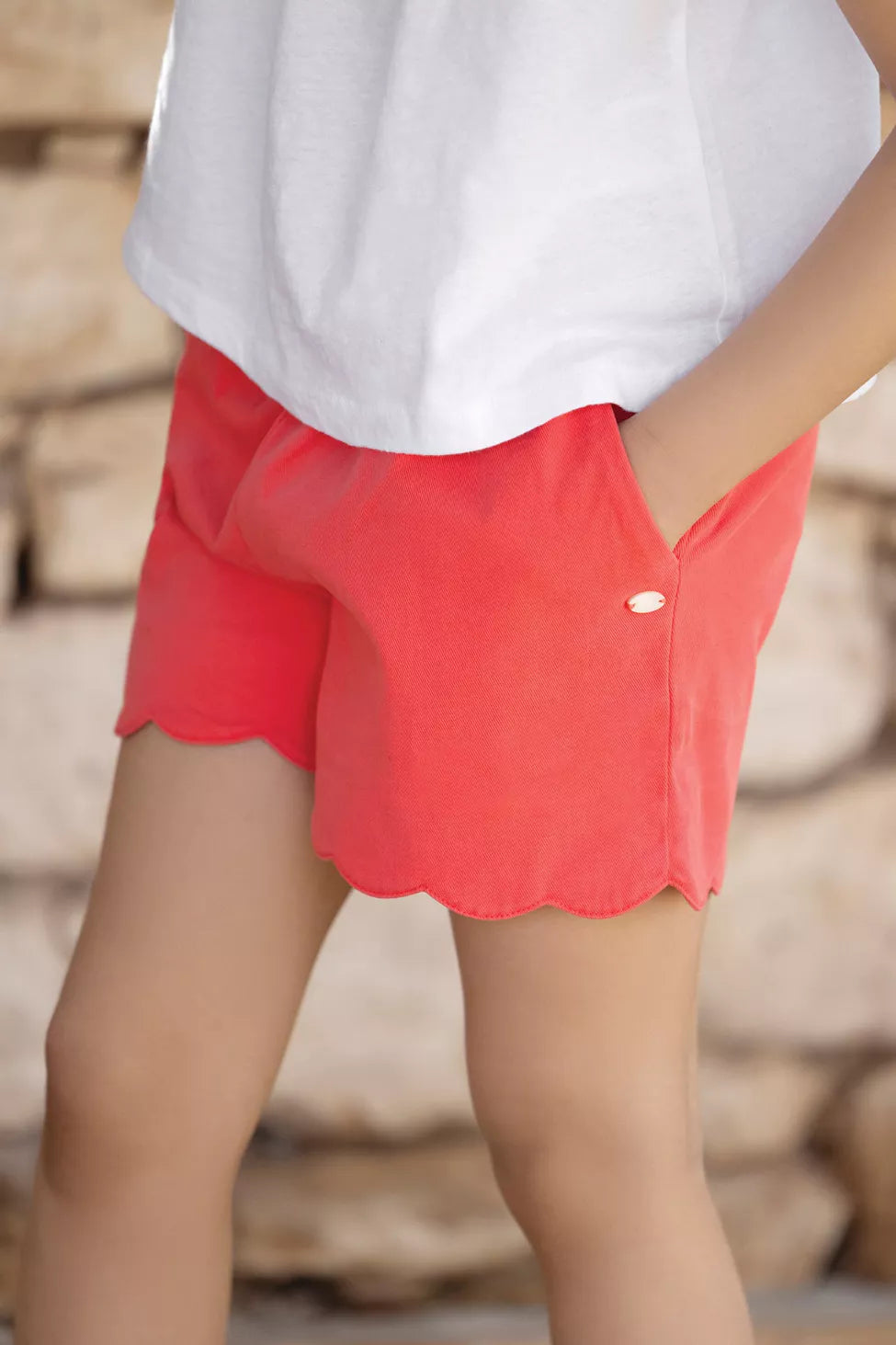 Shorts - Red Scalloped Edge