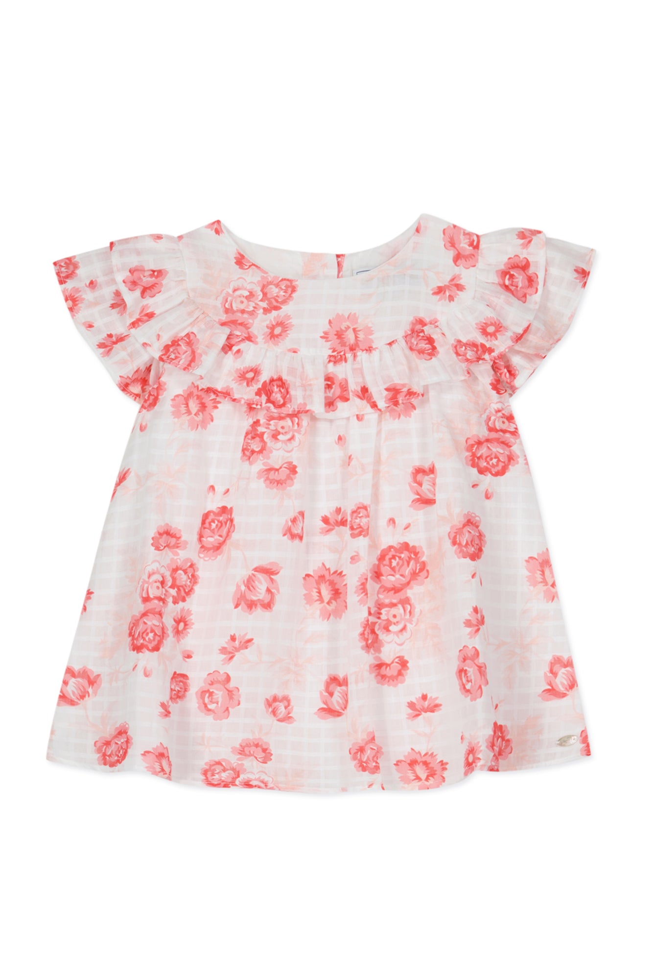 Blouse - White Hibiscus flowers White / 4Y
