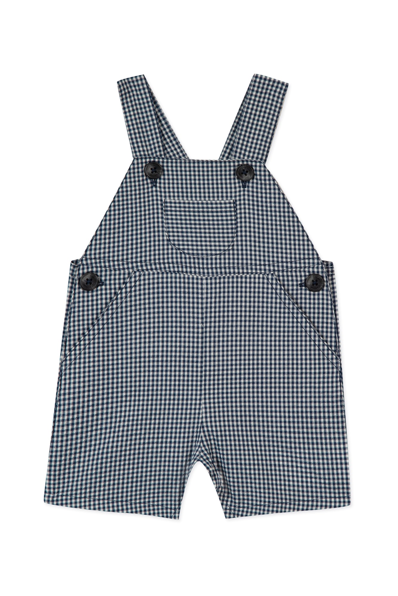 dungaree short - Navy Two-tone gingham Navy / 3M