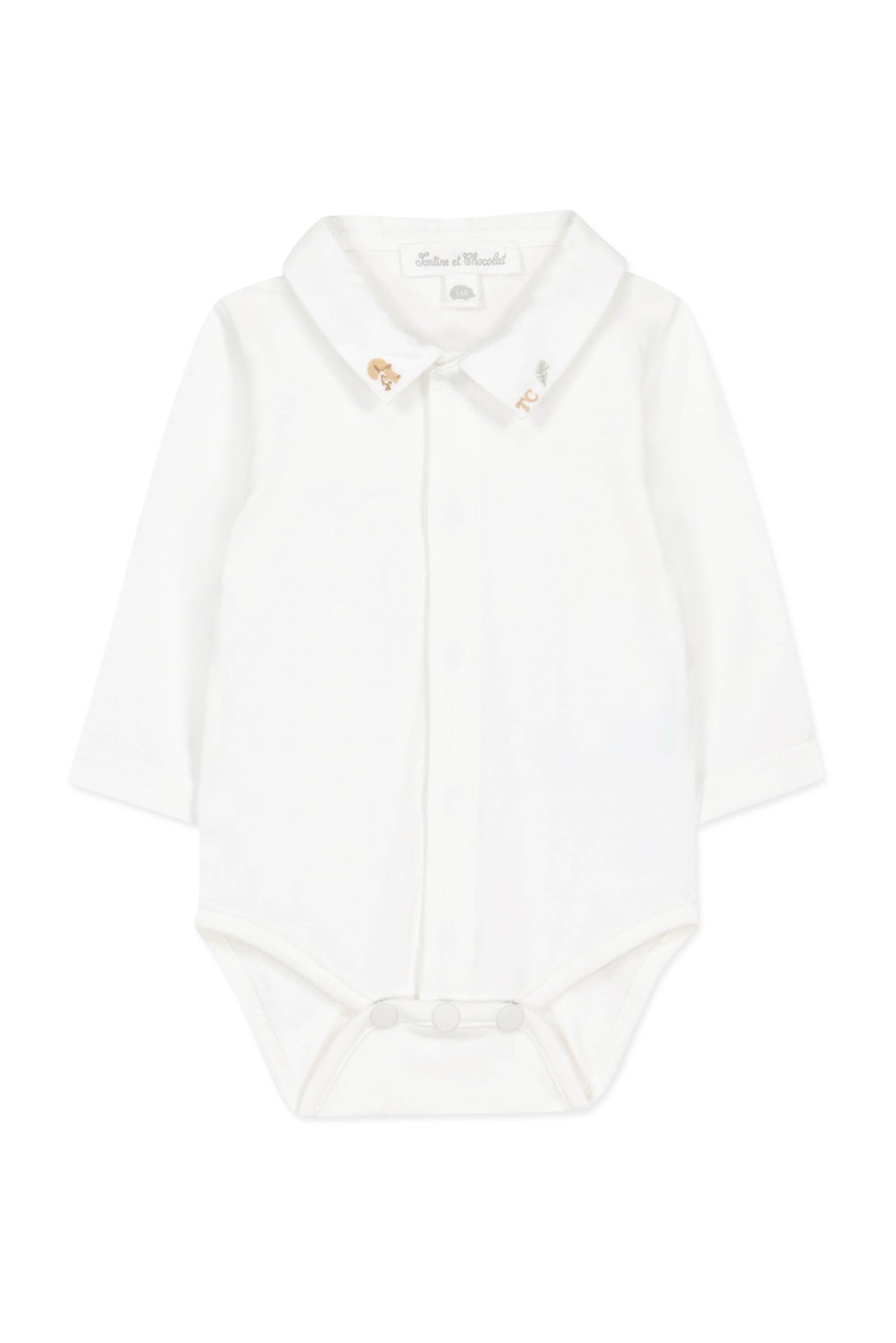 Bodysuit - Pointed Collar Embrodery Fox Ivory / 3M