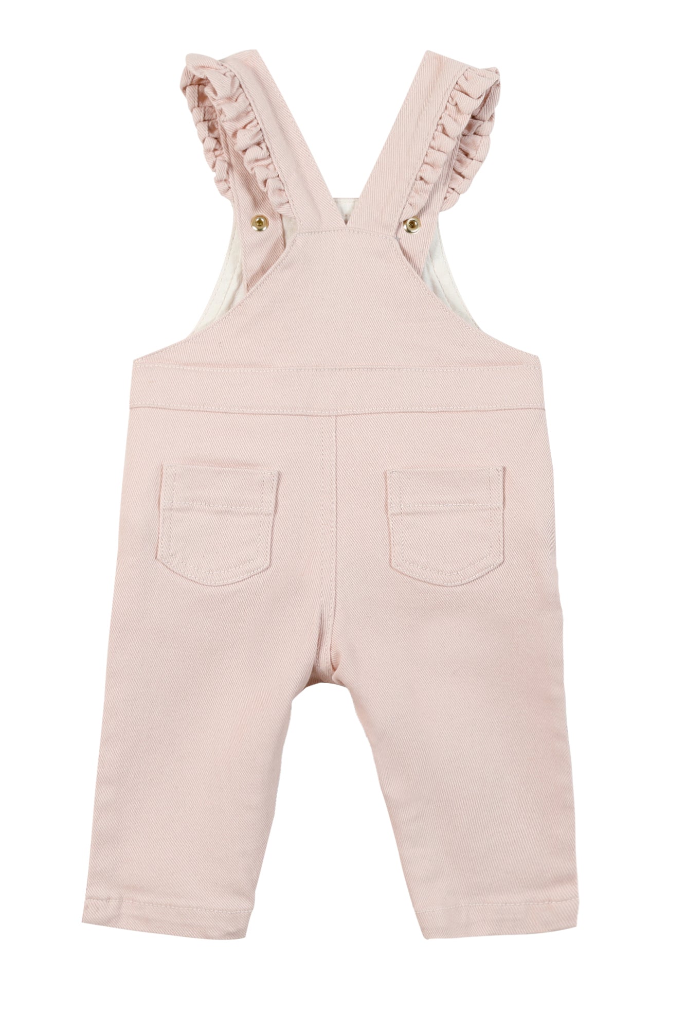 Dungarees - Cotton Pale Pink Embroidery Pale Rose / 6M