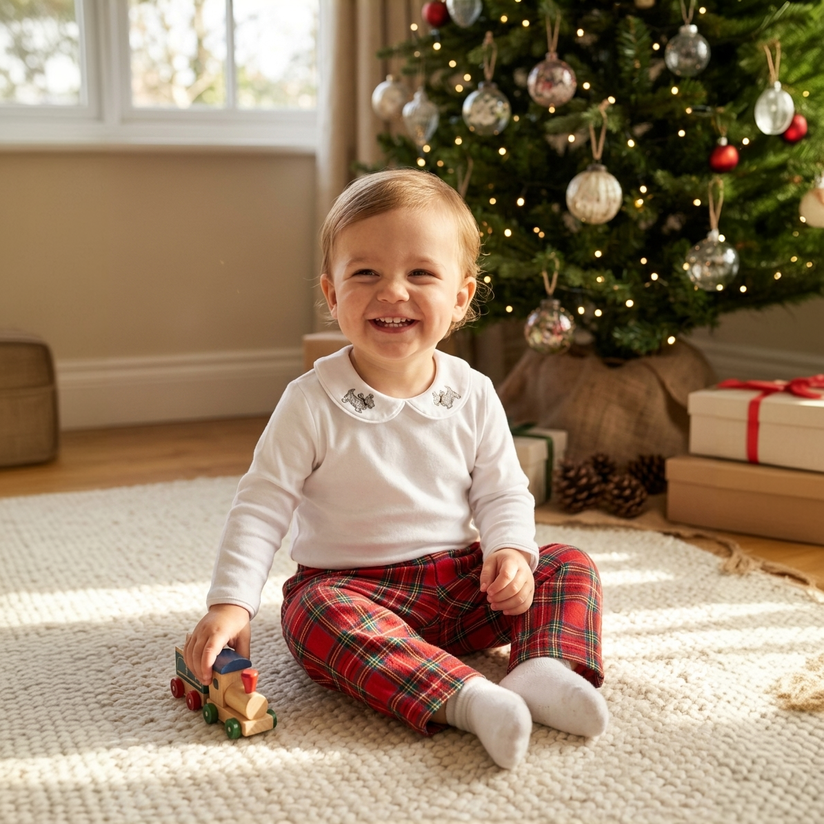 Baby Trousers - Red Tartan