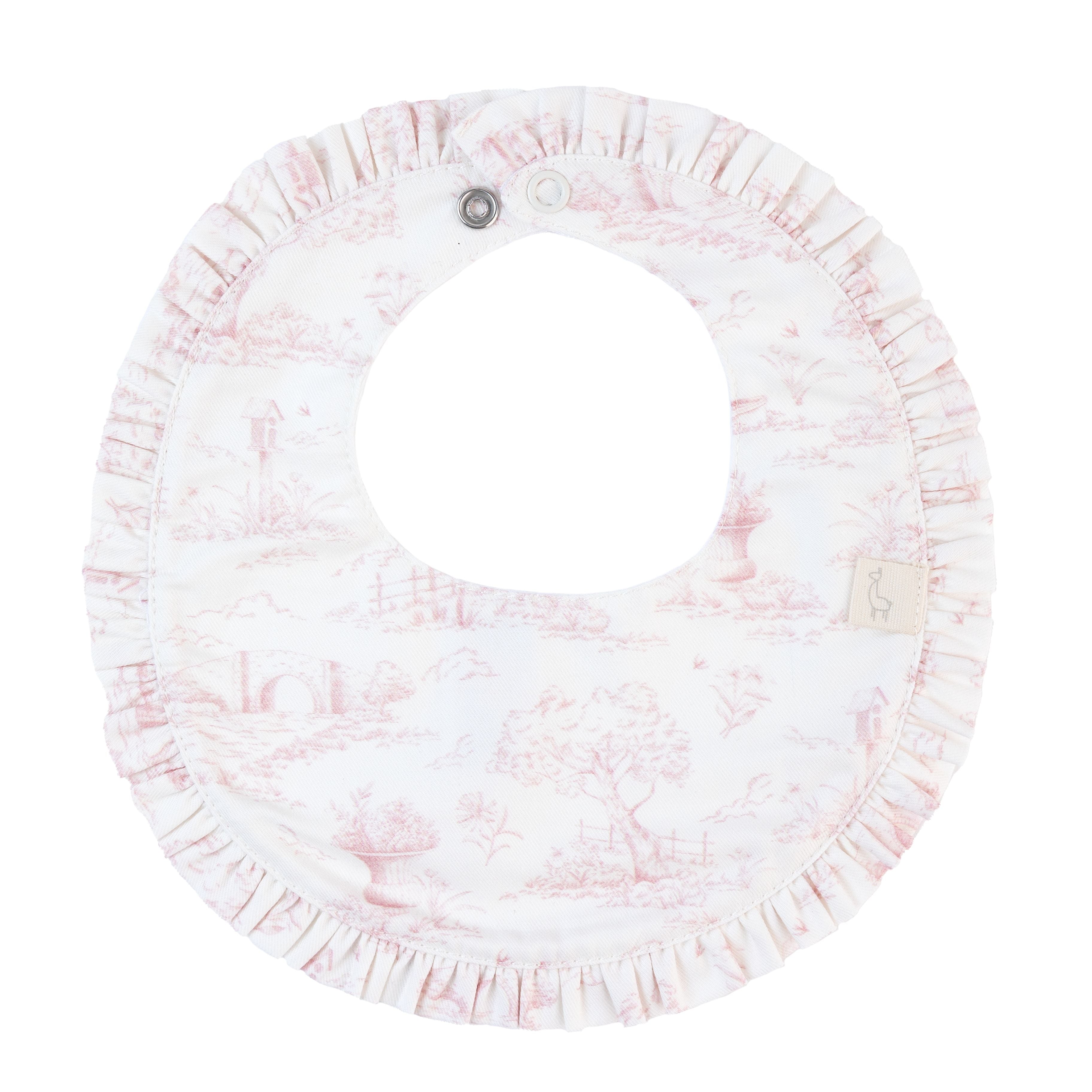 Lätzchen - Rosa Toile de Jouy mit Rüschen