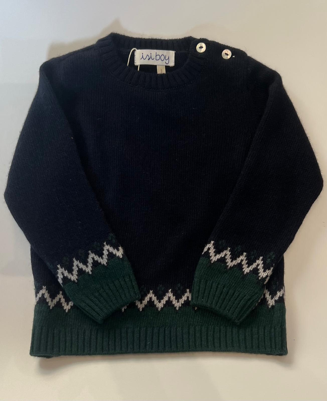 Jumper -  Eduardo Jacquard Navy/Green