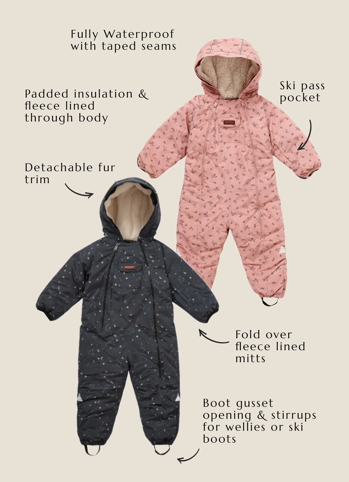 Waterproof Padded Winter Suit - Winter Floral - Over The Moon