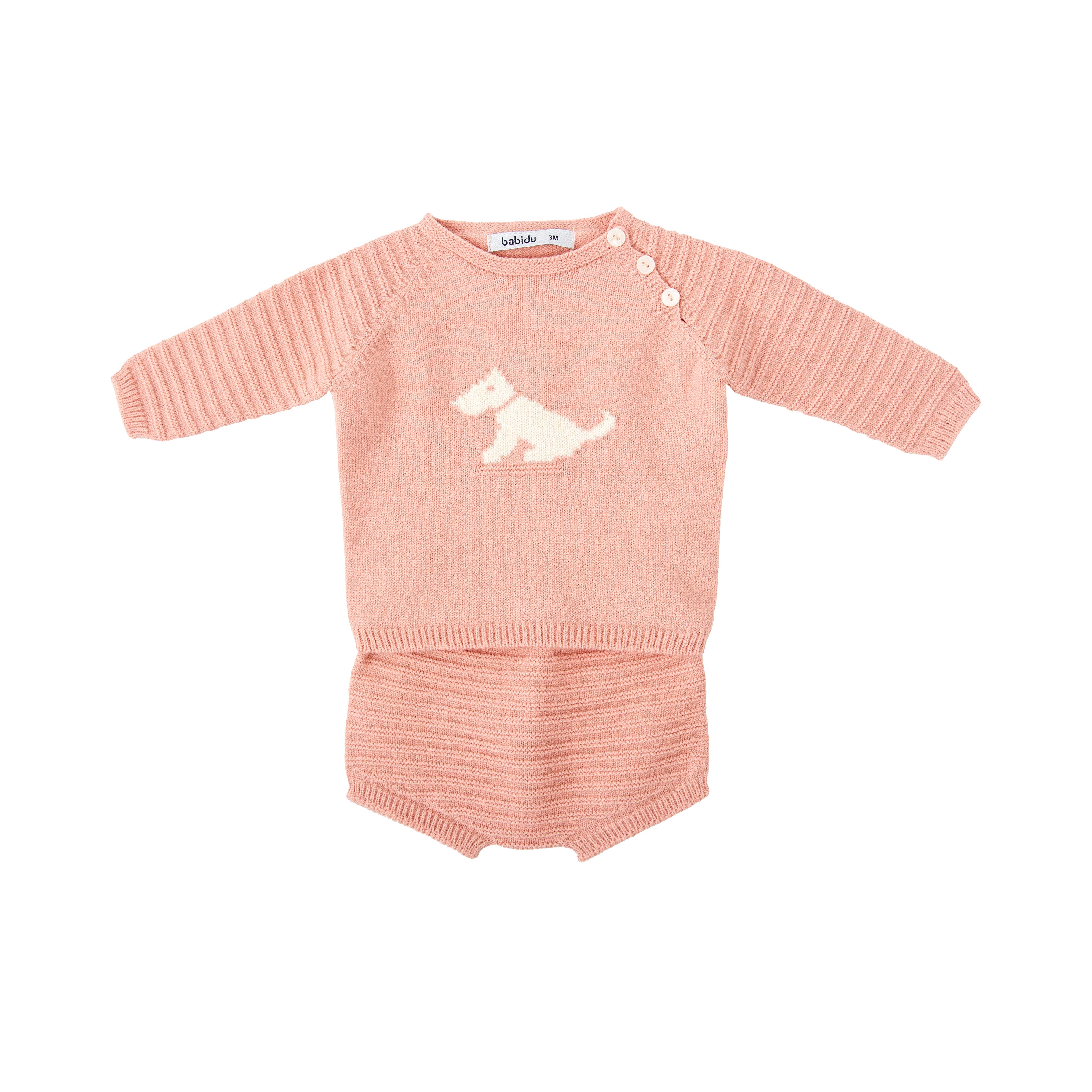 Two Piece Set - Knit Bora Scottie Bloomers