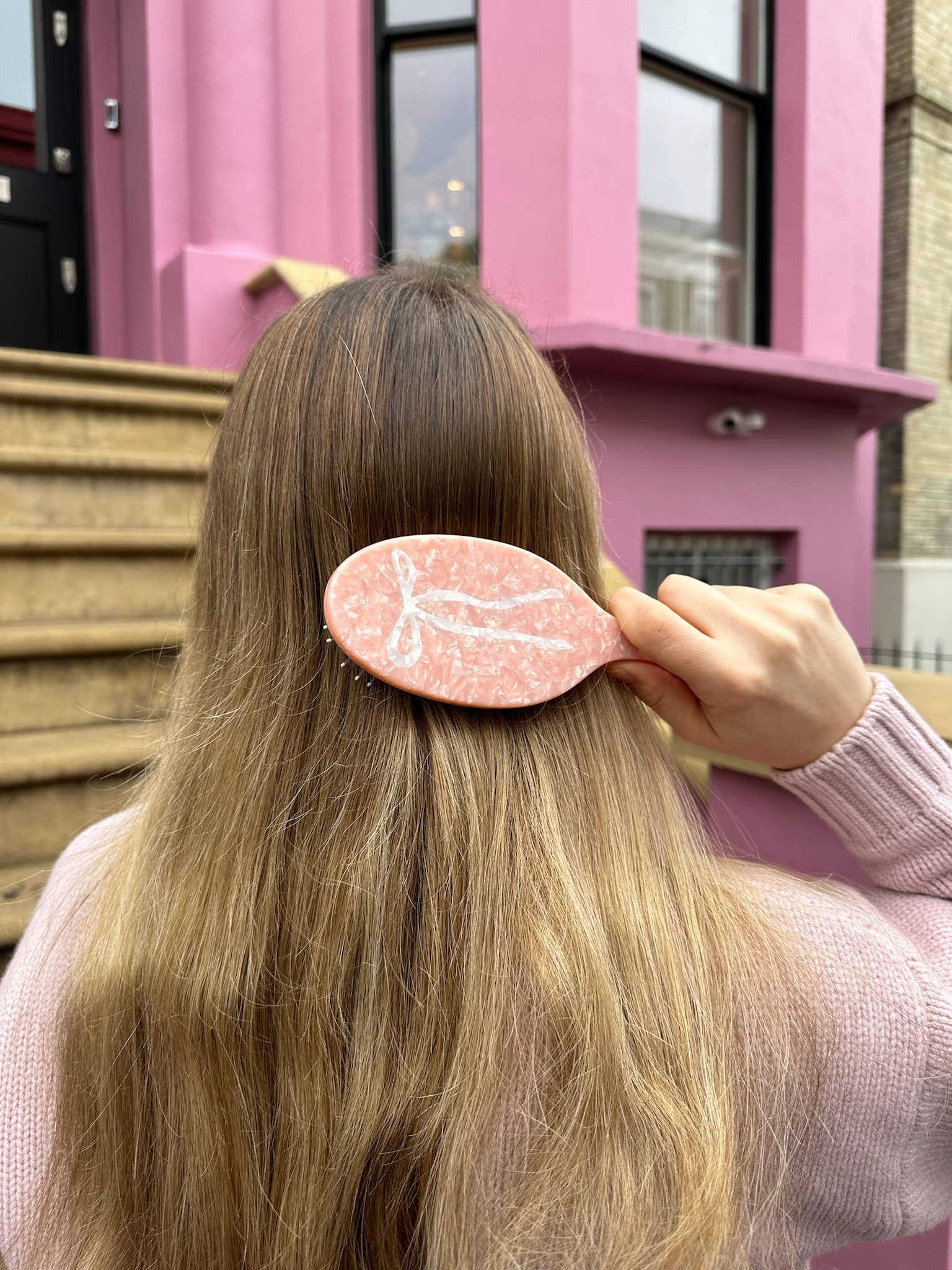Handbemalte Haarbürste: Ballettschleife