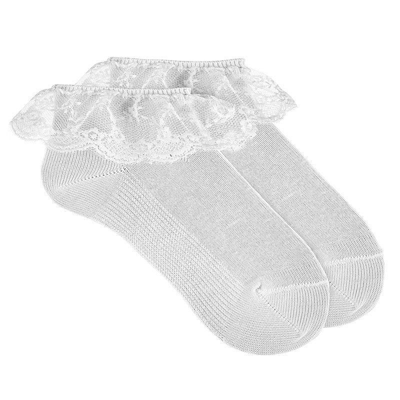 Socken - Knöchelsocke mit Spitzenrüschenbesatz