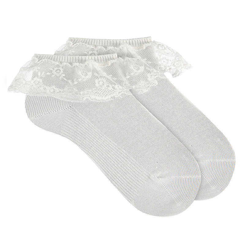 Socken - Knöchelsocke mit Spitzenrüschenbesatz