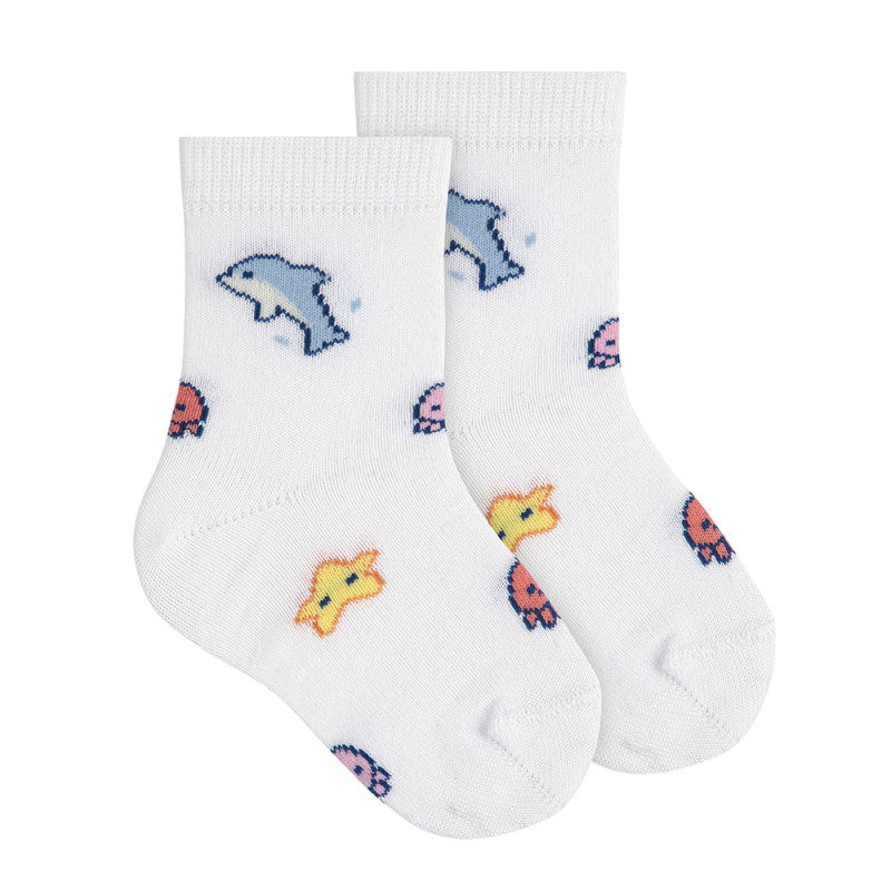 Kurze Socken - Baumwolle mit Meerestiermotiven