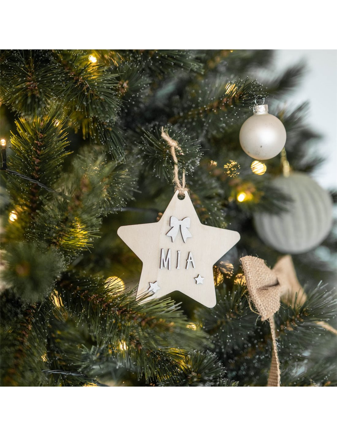Christmas Decorations - Personalised Wooden White Star