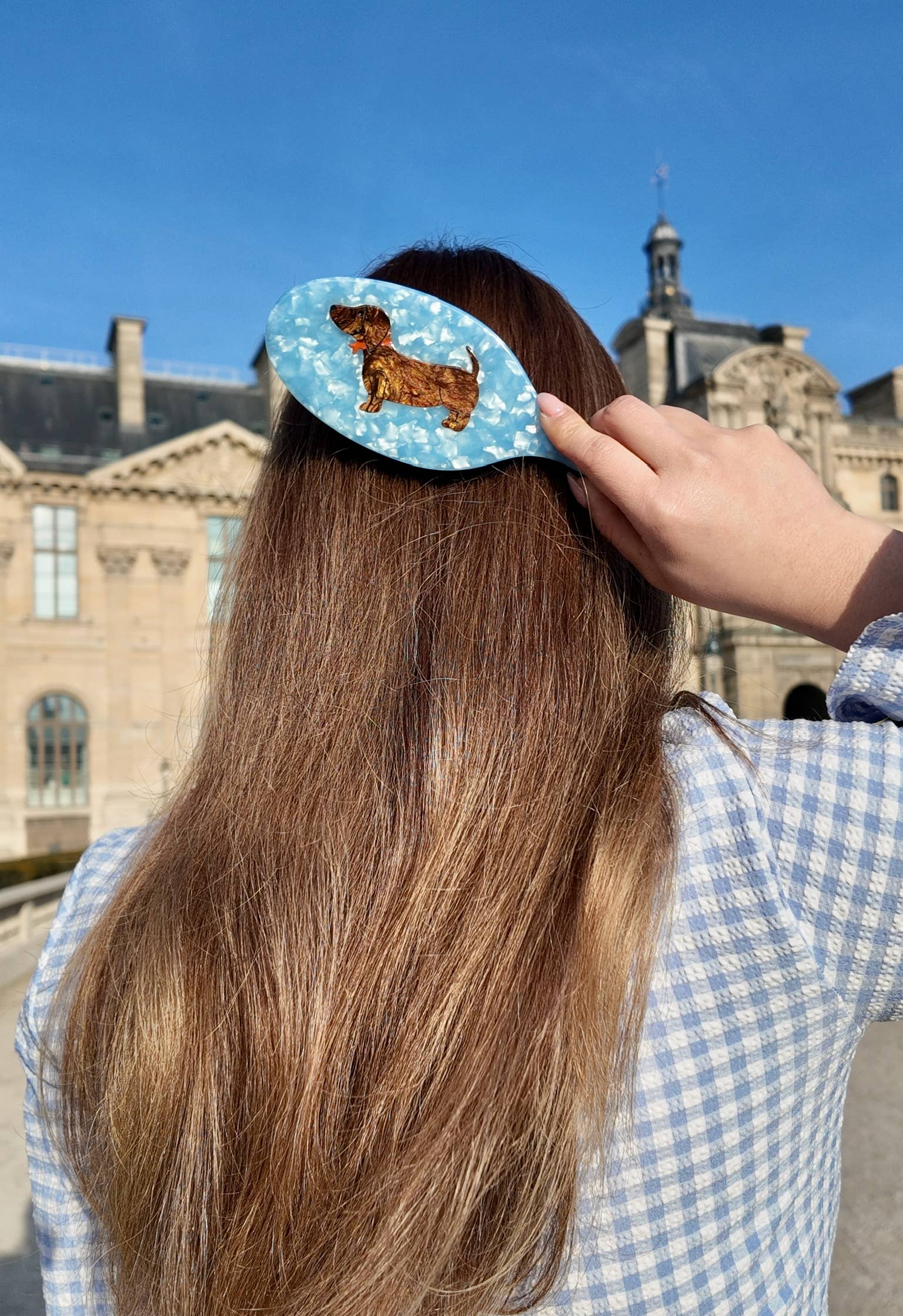 Handbemalte Haarbürste: Kleiner Dackel