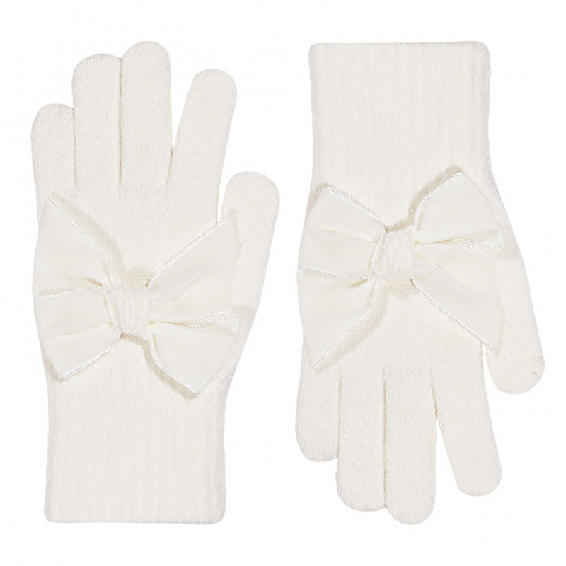 Gloves with large velvet bow
