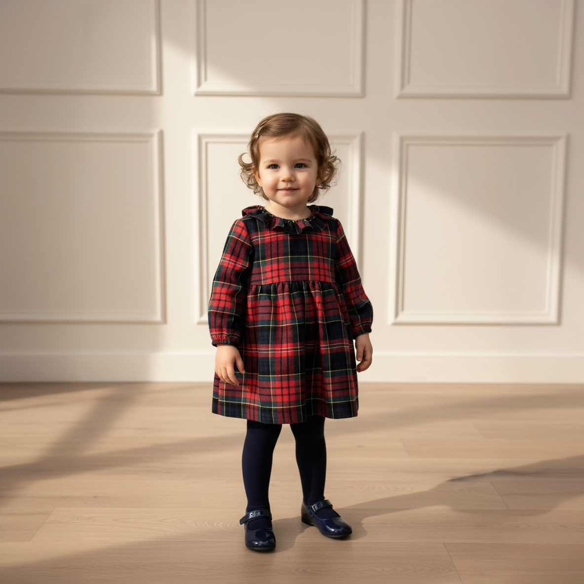 Celeste Dress - Green/Navy Tartan - Over The Moon