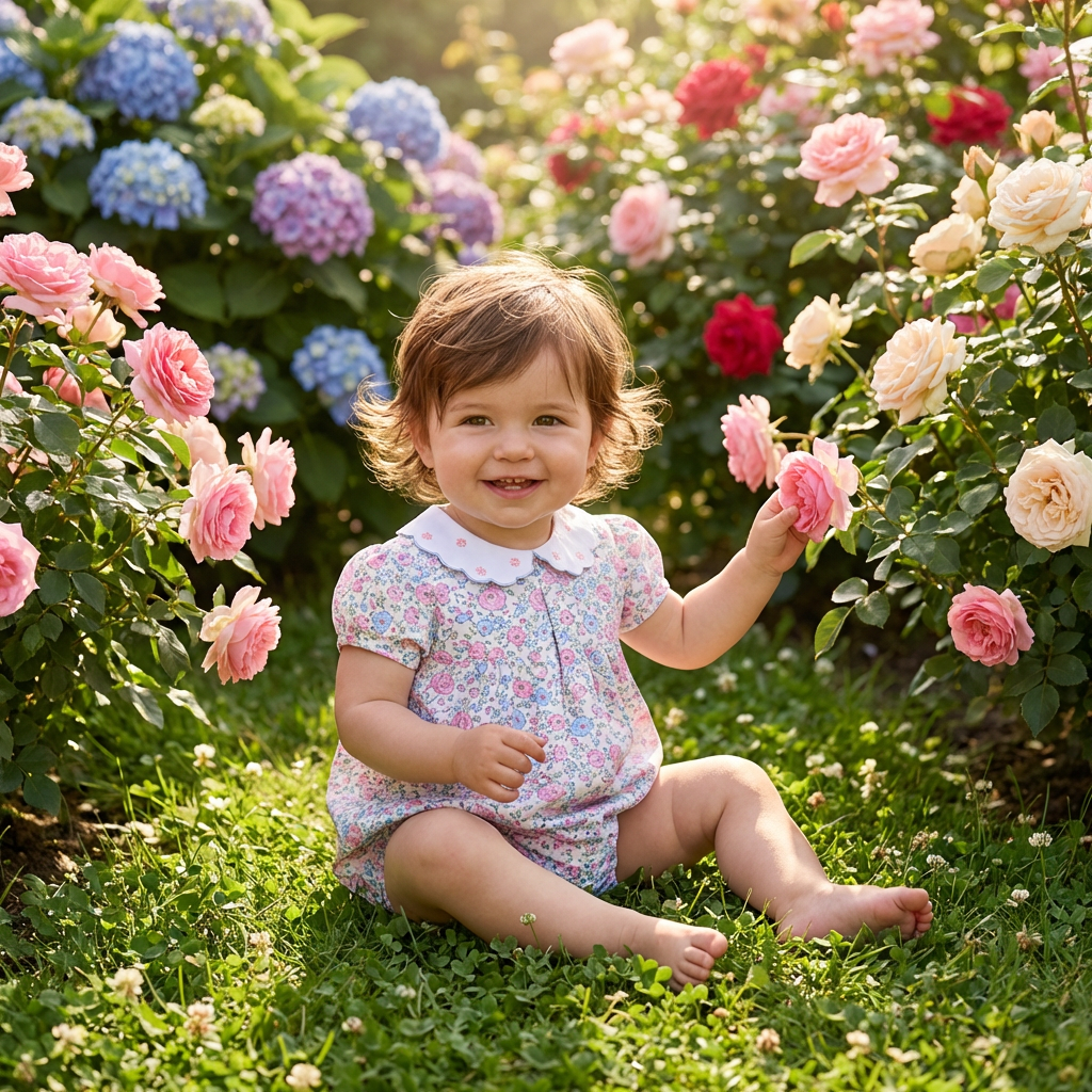 Strampler – Liberty-Muster Pink & Immergrün