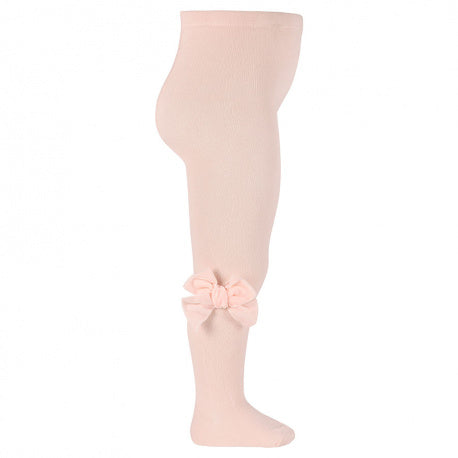 Glatt gestrickte Strumpfhose mit Samtschleifen-Applikation