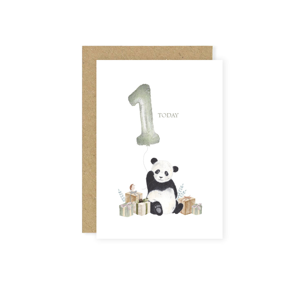 Greeting Card - 1st Birthday Card - Panda - Little Roglets