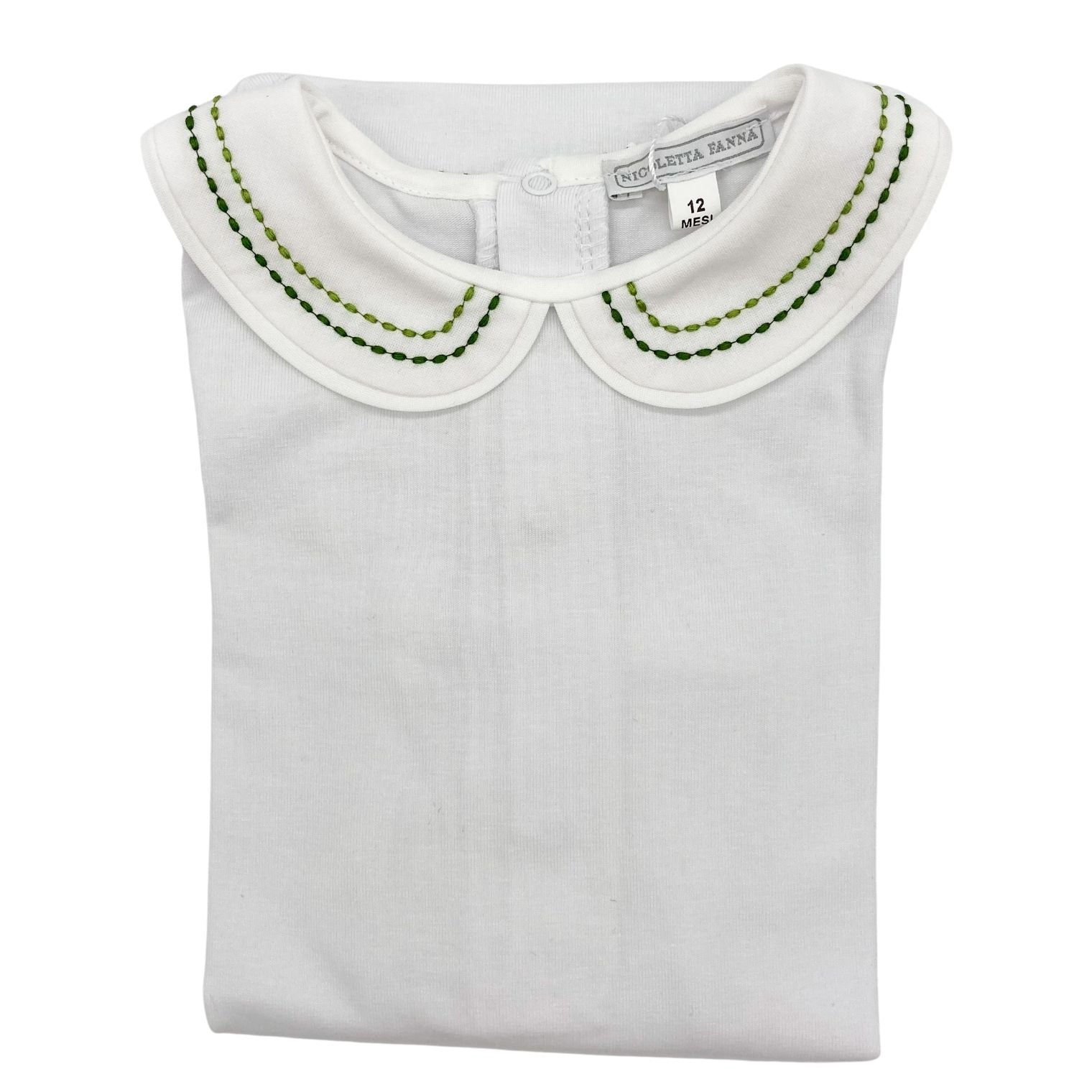 White Cotton Body with Embroidered Collar - Sam - Nicoletta Fanna