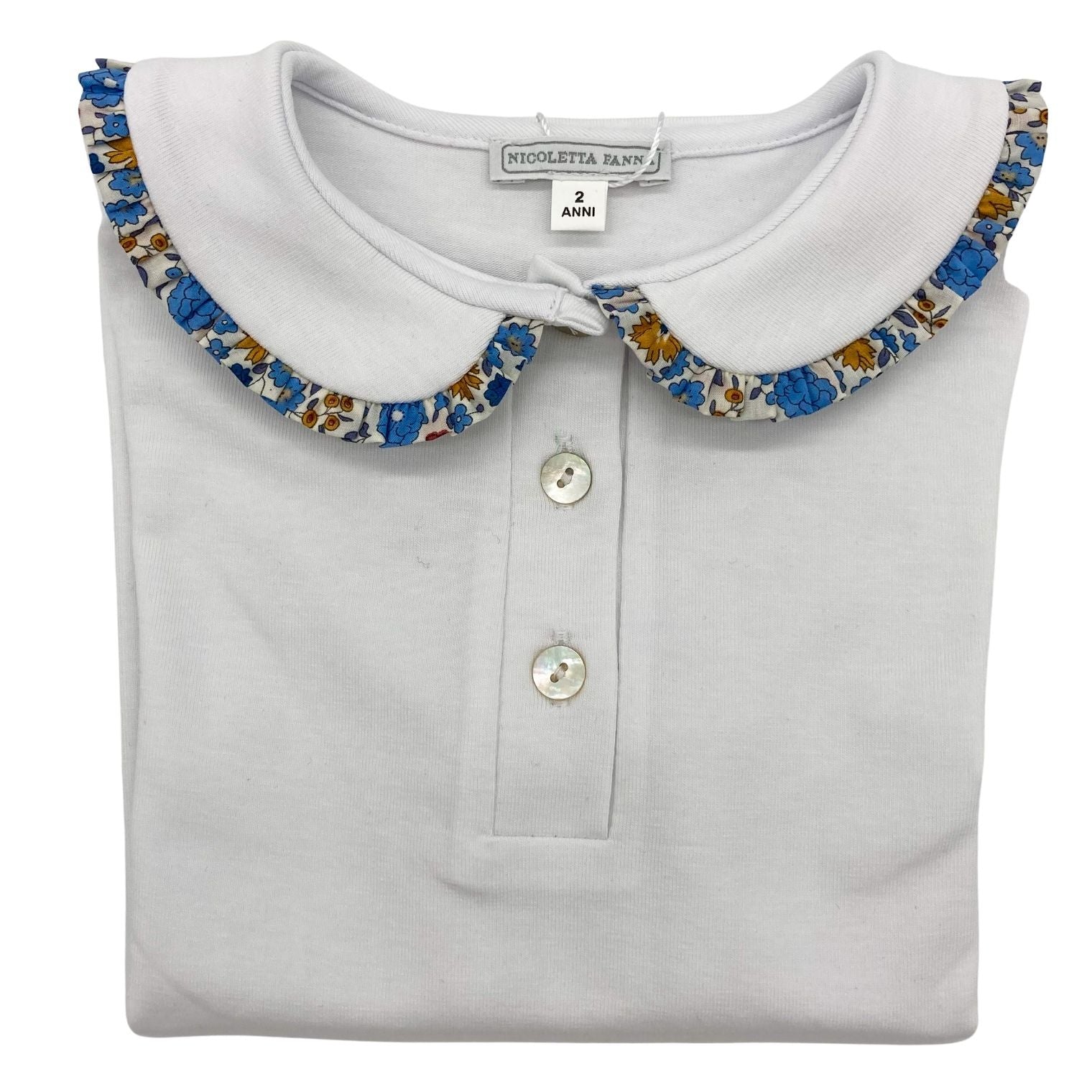 White Cotton Shirt with Embroidered Collar - Hazel - Nicoletta Fanna