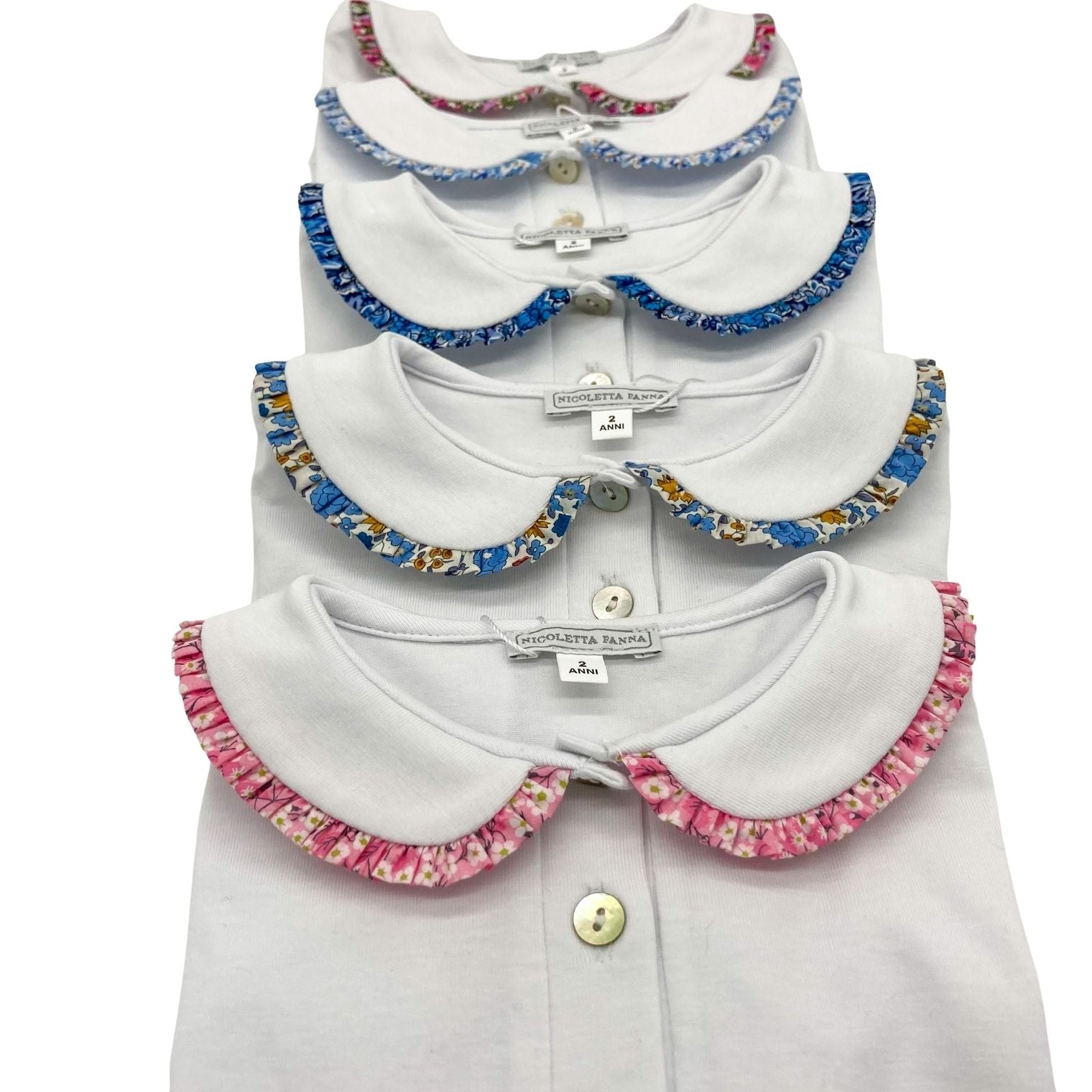 White Cotton Shirt with Embroidered Collar - Hazel - Nicoletta Fanna