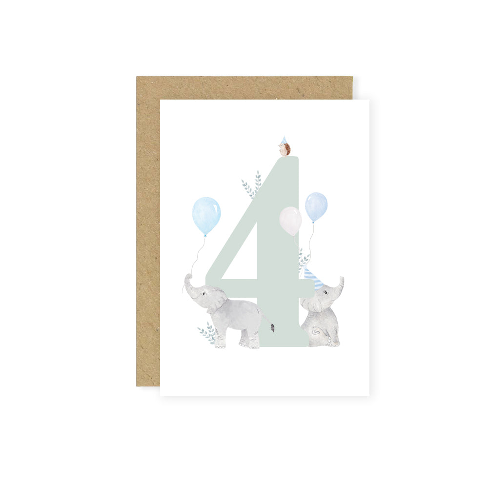 Greeting Card - 4th Birthday Card - Little Roglets