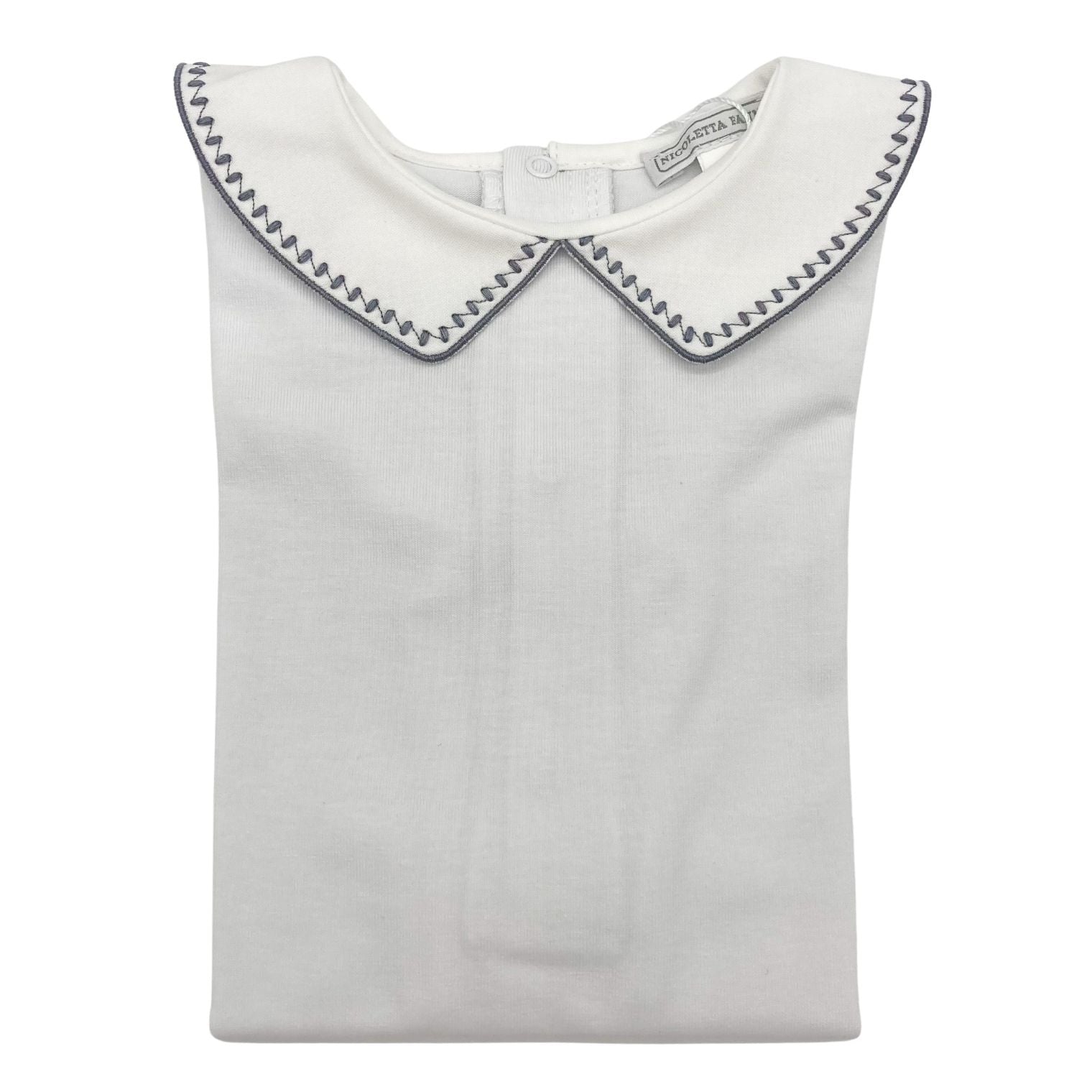 White Cotton Body with Embroidered Collar - Archie - Nicoletta Fanna
