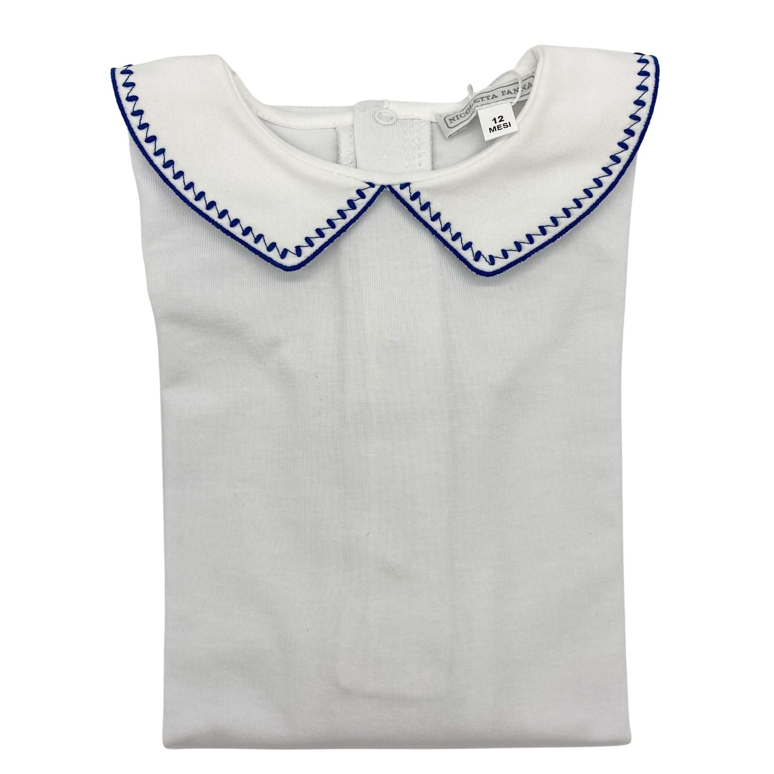 White Cotton Body with Embroidered Collar - Archie - Nicoletta Fanna