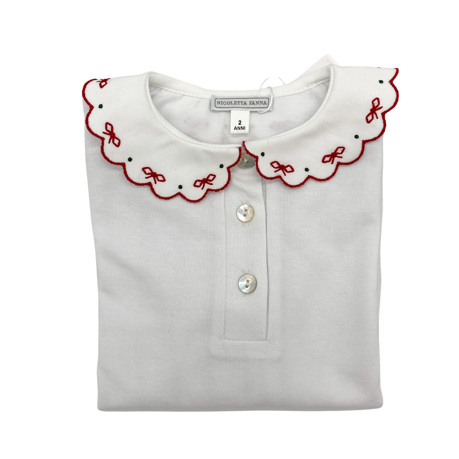 White Cotton Shirt with Embroidered Collar - Riley - Nicoletta Fanna