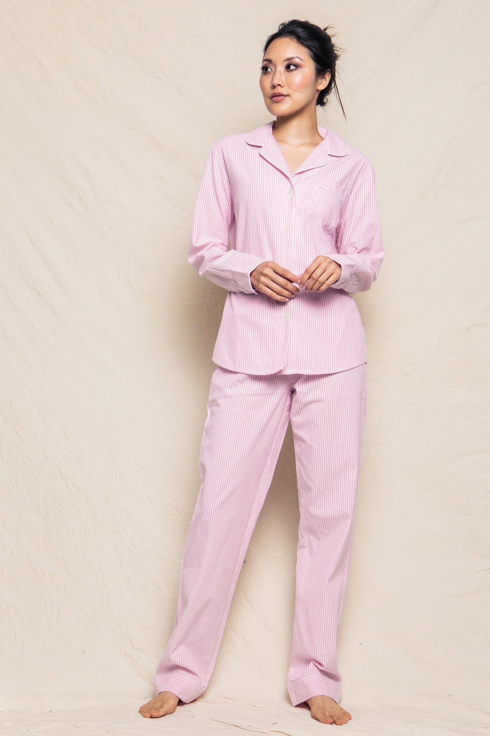 Women's Pink Seersucker Pyjama Set - Petite Plume
