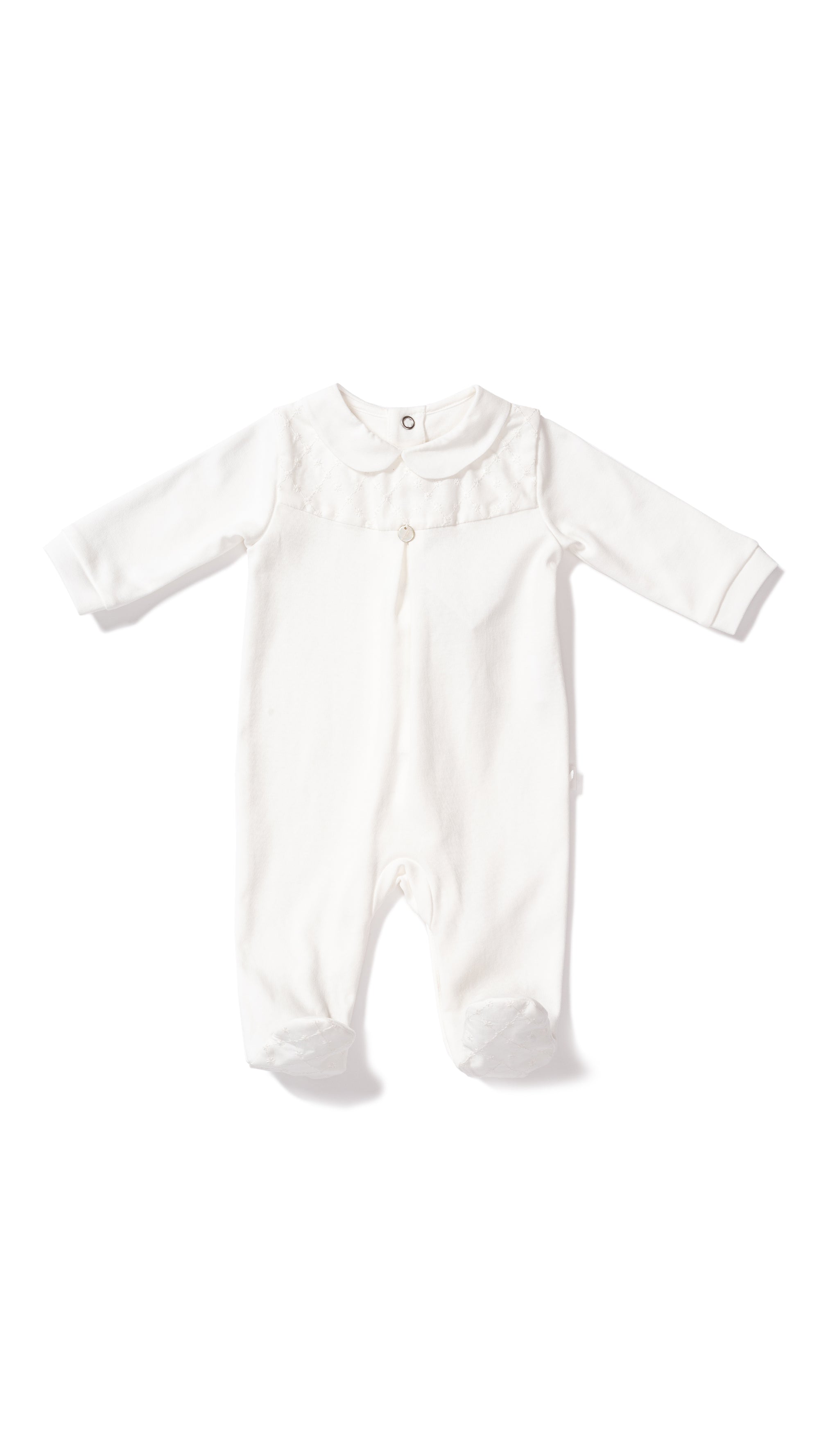 Babygrow & Matching Hat - White embroidery - Purete