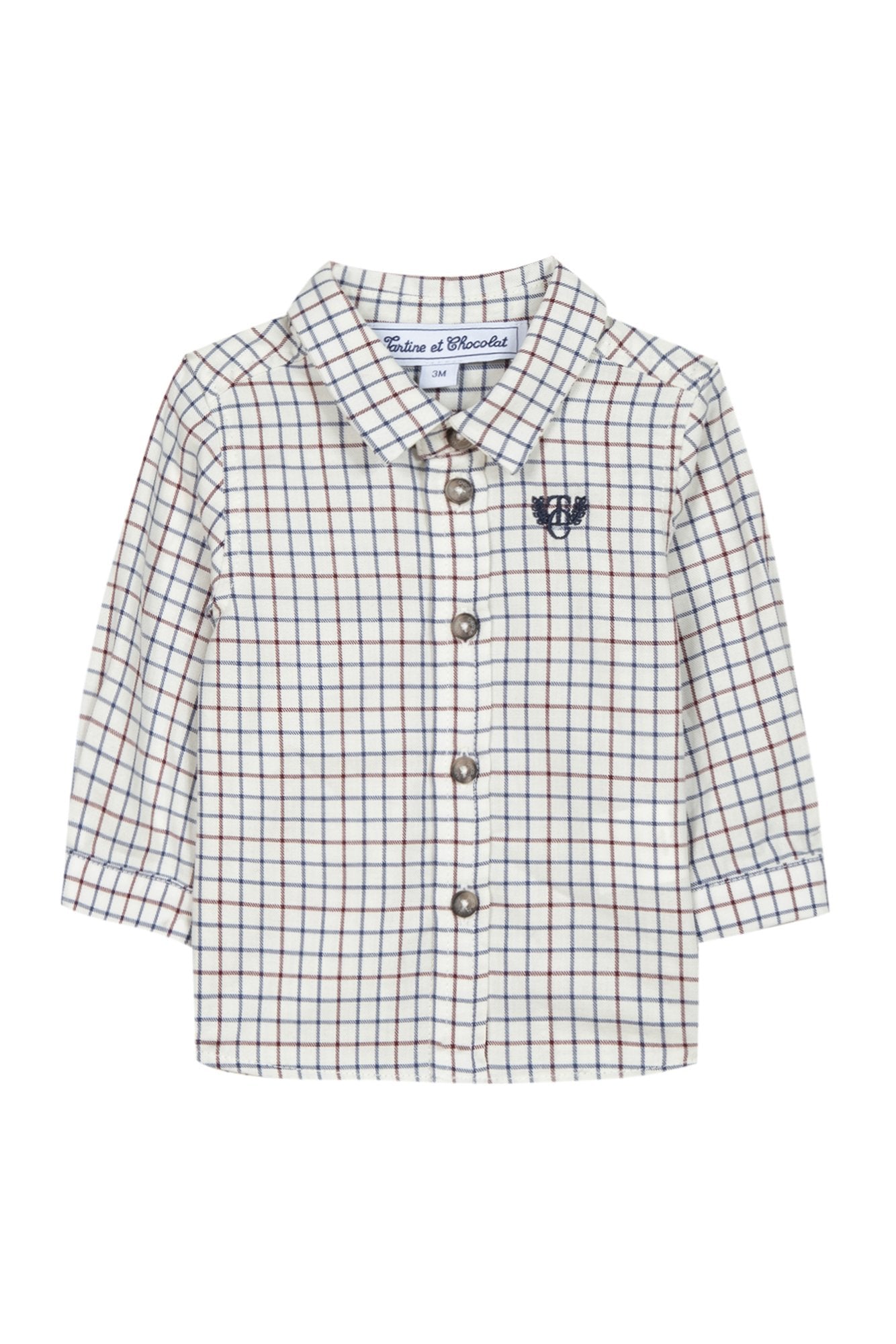 Shirt - Ecru check with pointed collar - Tartine Et Chocolat