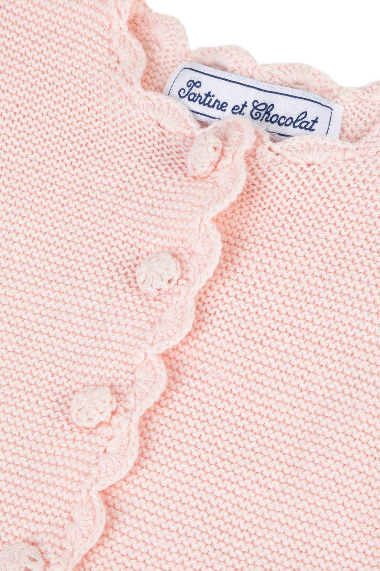Cardigan - Pale pink cotton knit - Tartine Et Chocolat