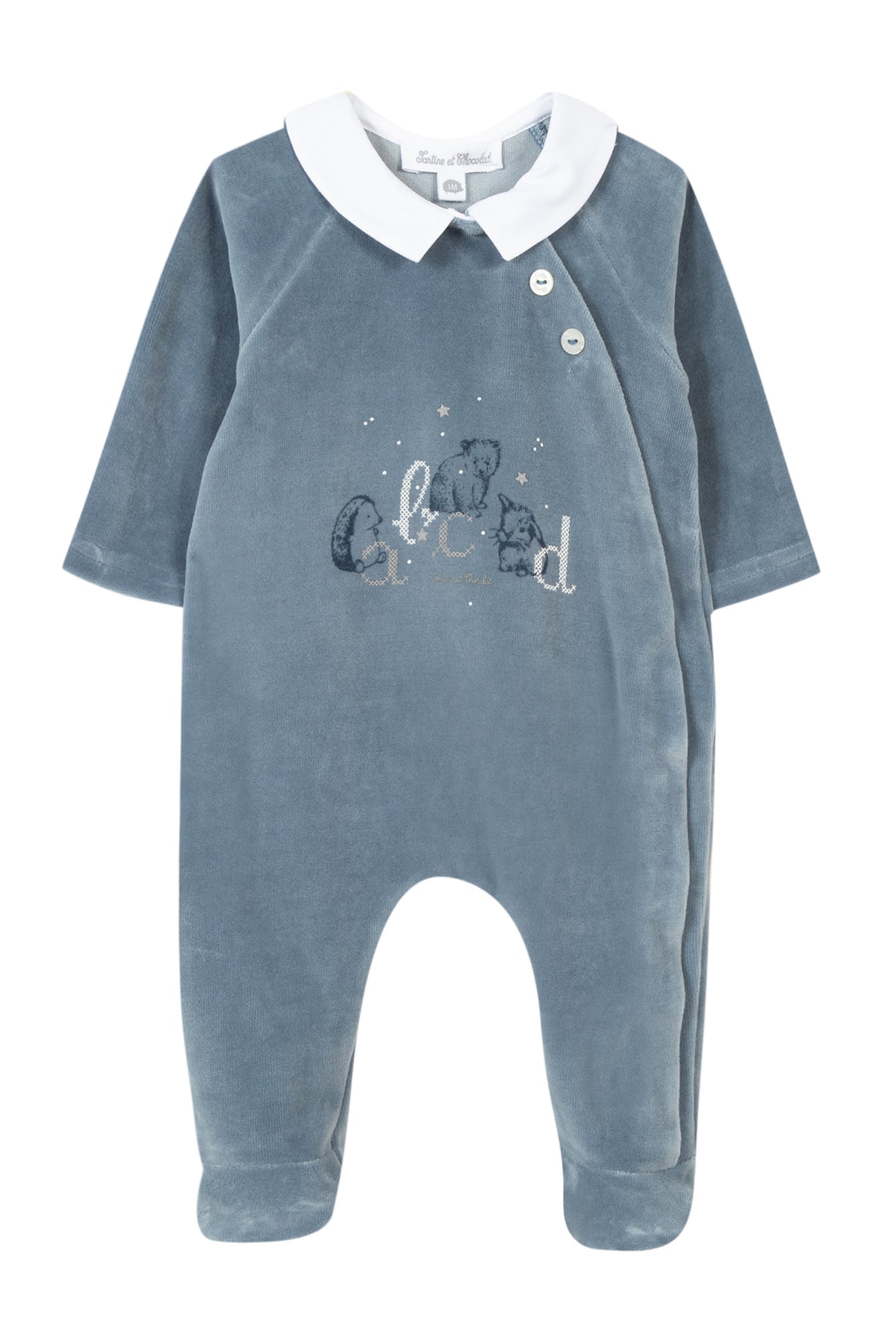 Pyjamas - Blue grey velour with alphabet Gray blue / 3M