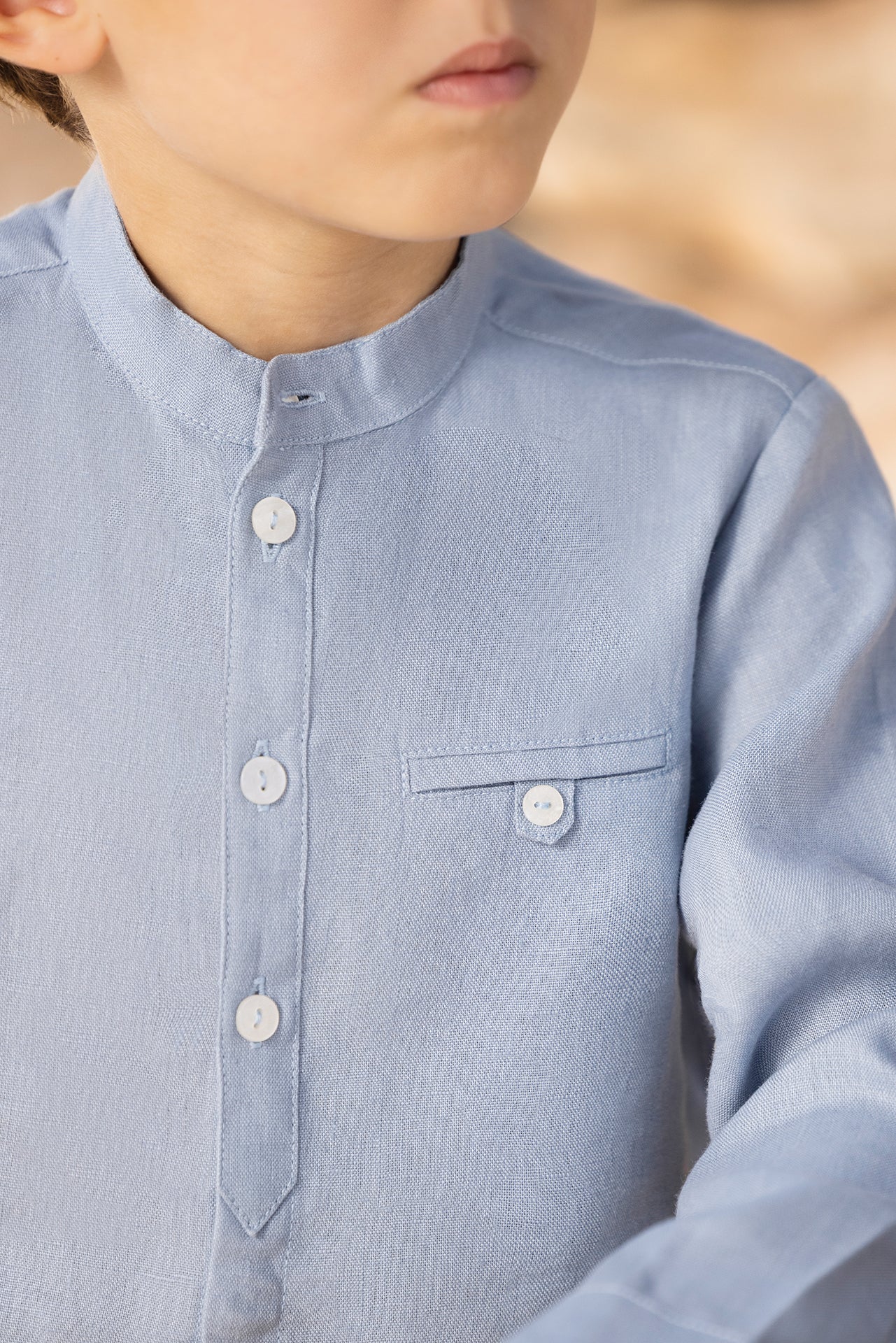 Shirt - Cobalt Linen Long Sleeves Cobalt / 5Y