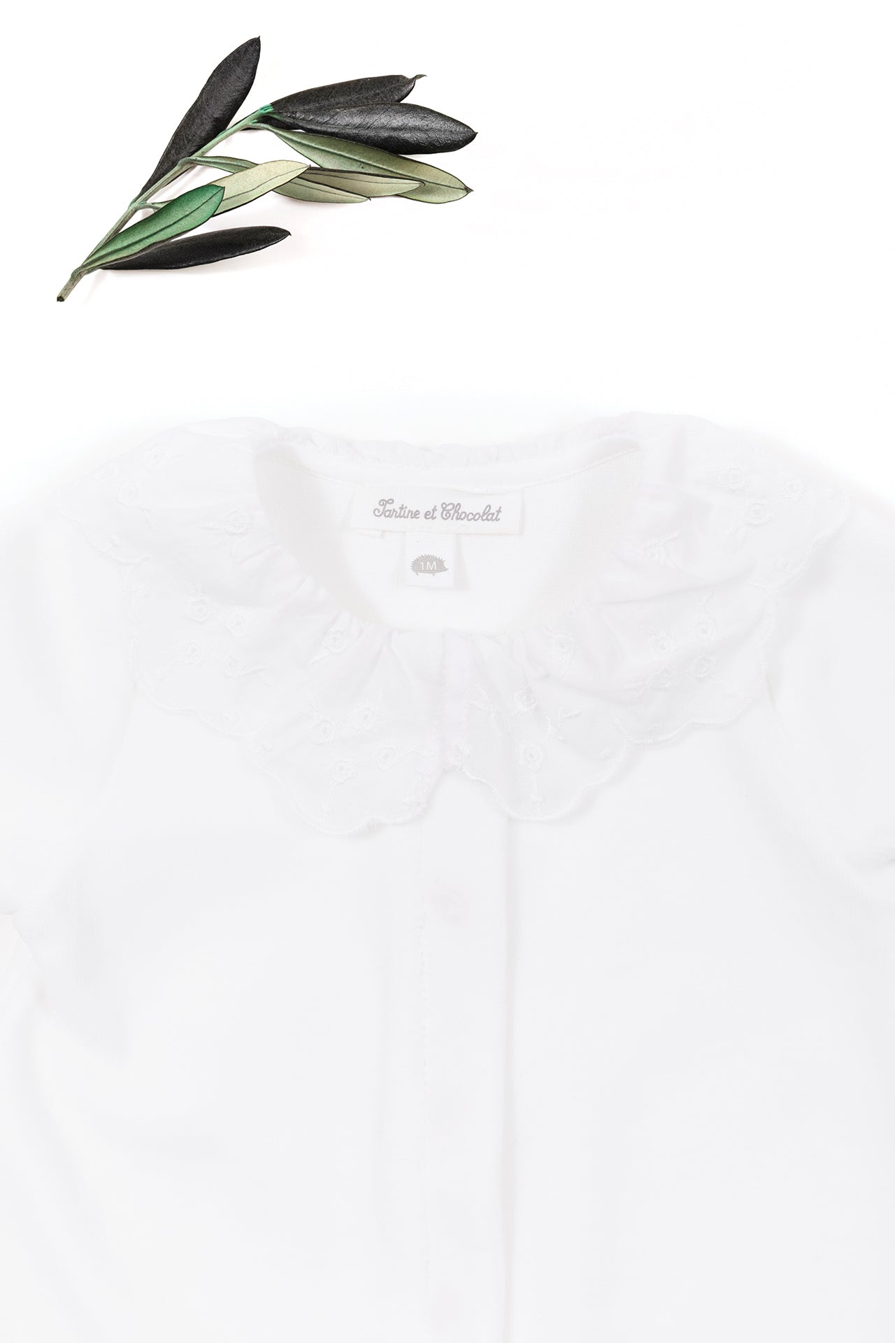 Pyjamas - White Velvet Collar Embroidered White / 3M
