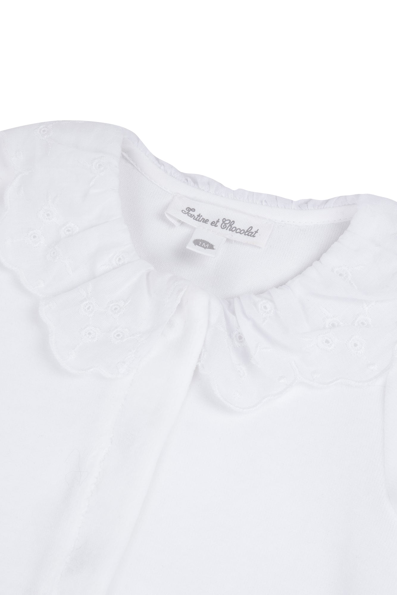 Pyjamas - White Velvet Collar Embroidered White / 3M