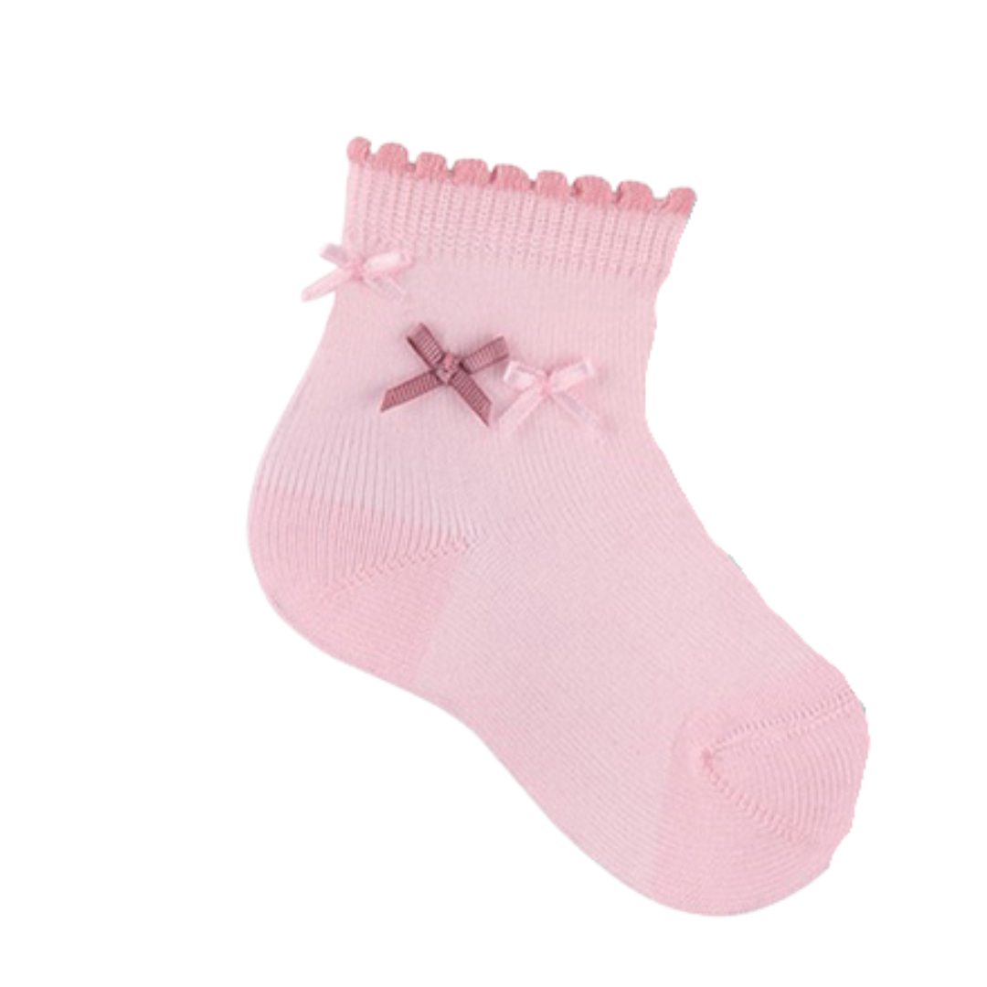 Short Socks with Waved Cuff and Small Bows - Cóndor
