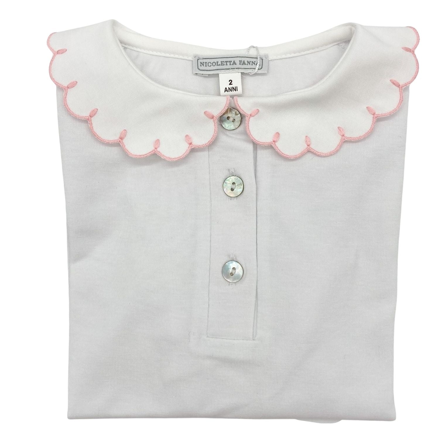 White Cotton Shirt with Embroidered Collar -  Emma - Nicoletta Fanna