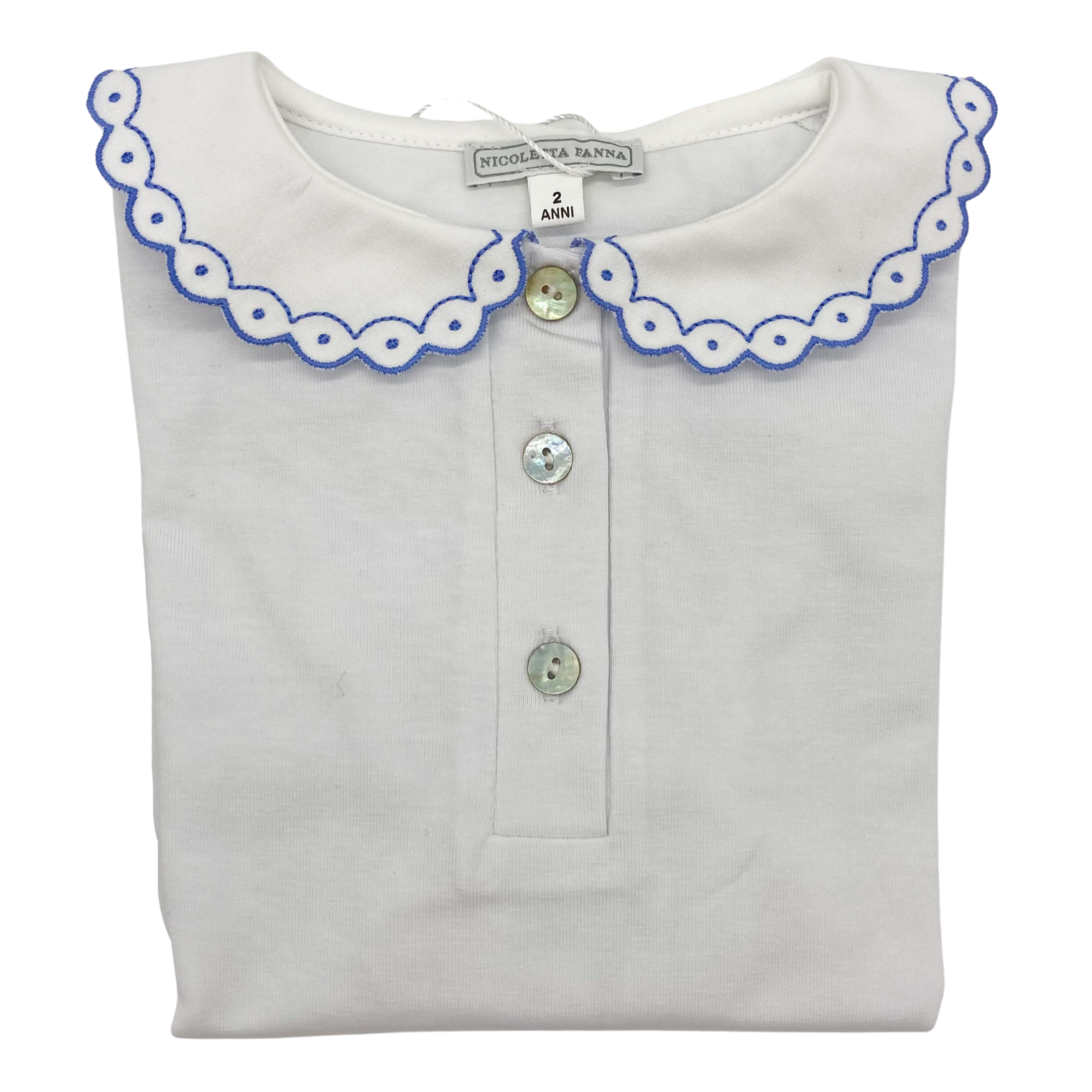 White Cotton Shirt with Embroidered Collar - Emily - Nicoletta Fanna