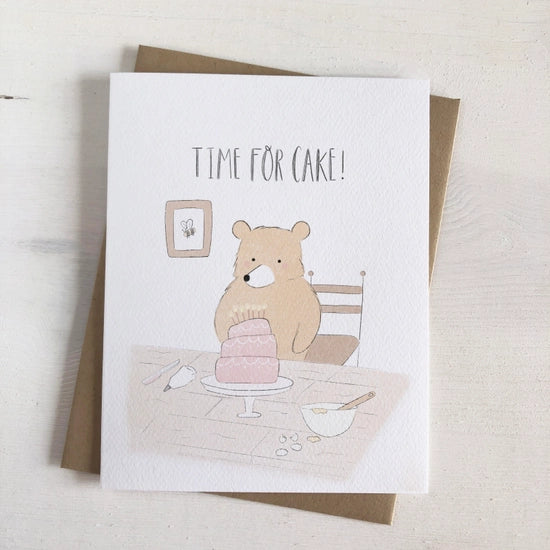 Greeting Card -  Time for Cake - Fox & Bear