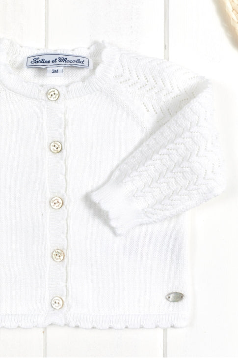 Cardigan - White cotton knit - Tartine Et Chocolat
