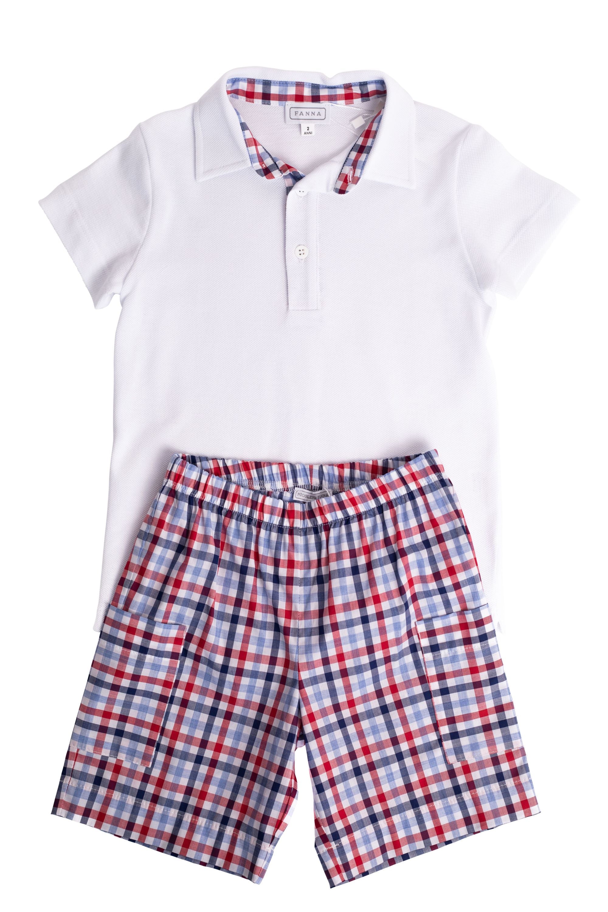 Tobia Cotton Shorts - Red Check - Nicoletta Fanna